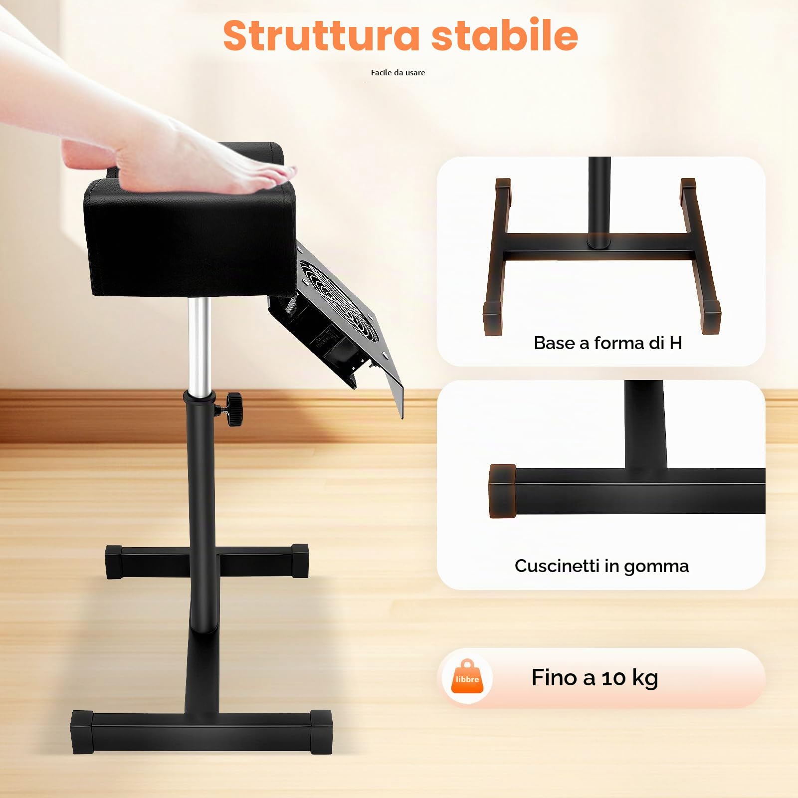 Poggia Piede Pedicure 2 in 1 Poggiapiedi Pedicure Manicure con Catturapolvere Portatile Sgabello per pedicure Sgabello Regolabile 48-68 cm Per La Cura Dei Piedi, Regolabile in Altezza