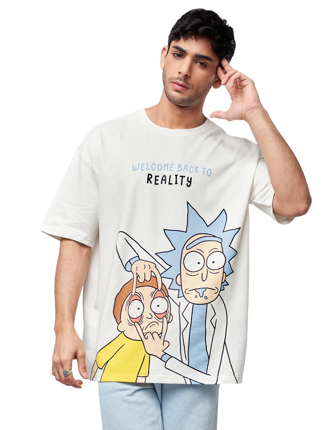 Men Cotton Official Rick and Morty: Reality Oversized T-Shirts