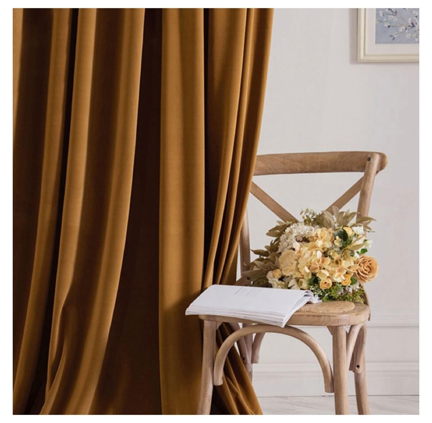 Rideau chambre occultant Beydodo contre la lumière du jour rideaux marron foncé 137x274cm