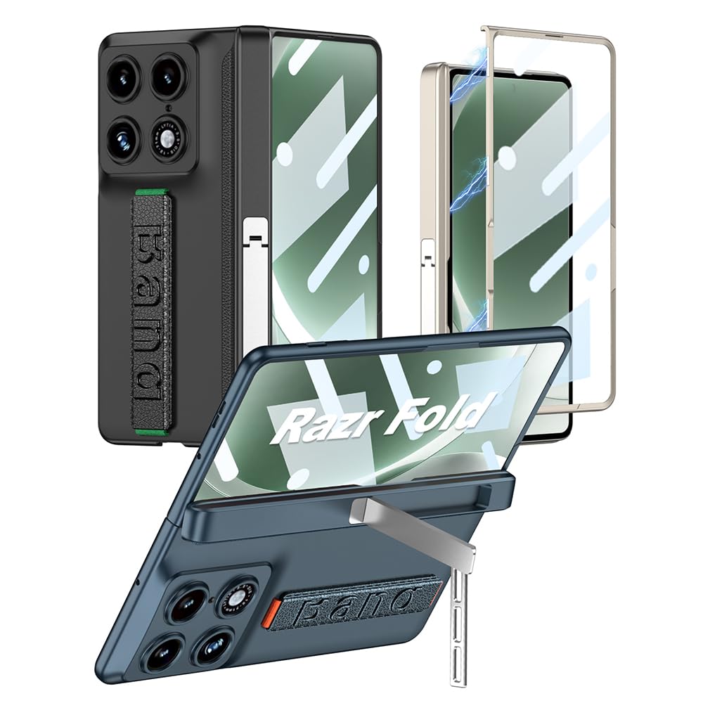 Coque pour Razr Fold étui + Hinge Stand + Glass Film + Wristband,Bumper Case pour Motorola Razr Fold(3)