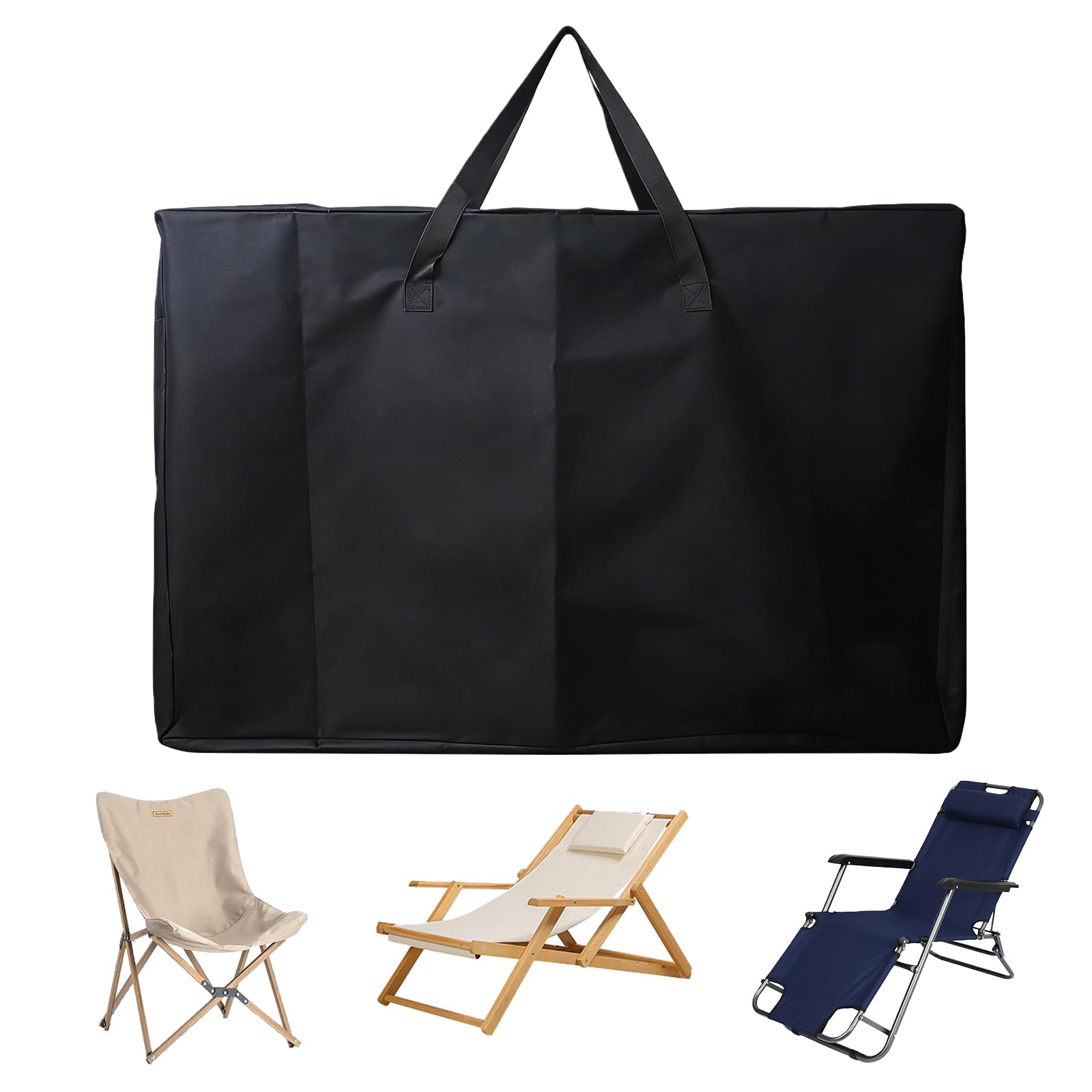 Custodia protettiva per sedie pieghevoli, per mobili da giardino, 72 x 28 x 106 cm, 600D, impermeabile, antivento, resistente ai raggi UV, per sedie pieghevoli (nero)
