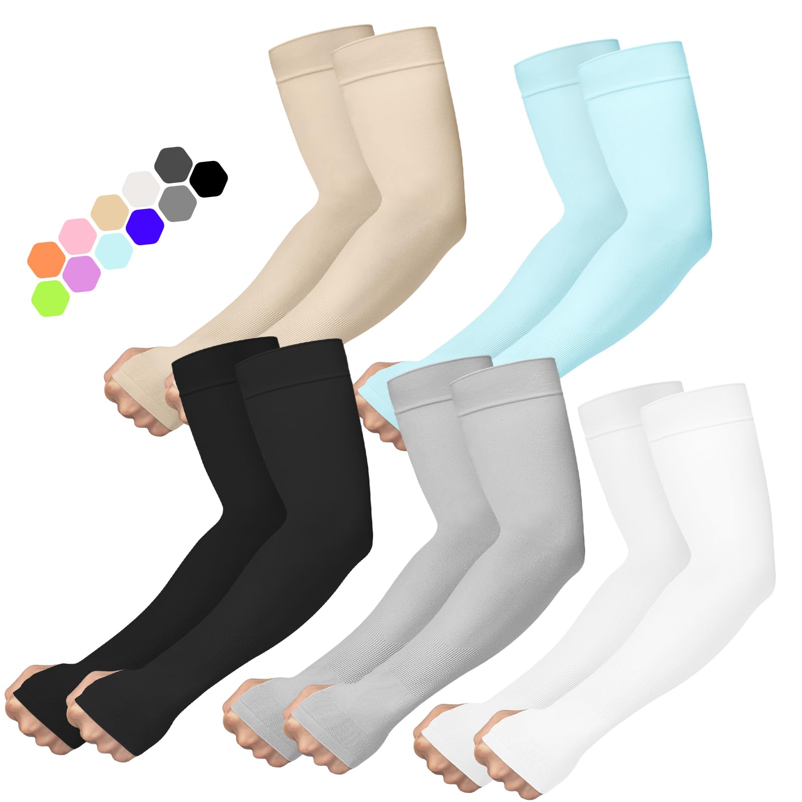 Manchons de bras pour homme et femme - Protection UV UPF 50 - Protection solaire rafraîchissante avec trou pour le pouce