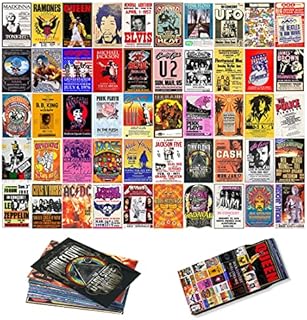 ZJNB Vintage Rock Wall Collage Kit, Rock Band Posters, Classic Retro Music Concert Album Photo Wall Aesthetic Pictures, Vintage Room Decor, Band Posters,Multicolor,4 X 6 in