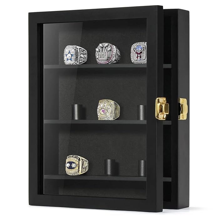 Buy TJ.MOREE Championship Ring Display Case, 9 Ring Posts Baseball Ring