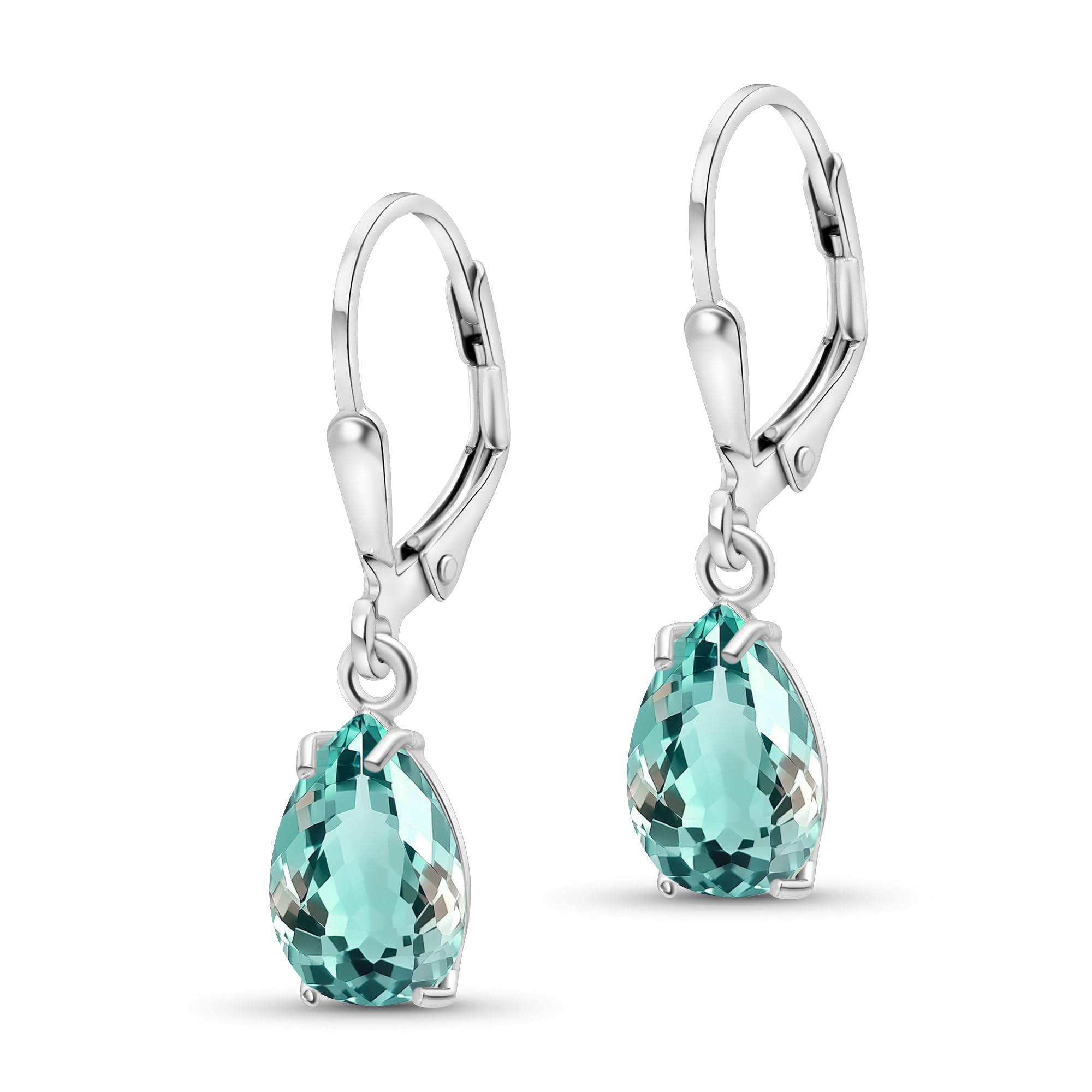 925 Sterling Silver Gemstone Teardrop Leverback Earrings