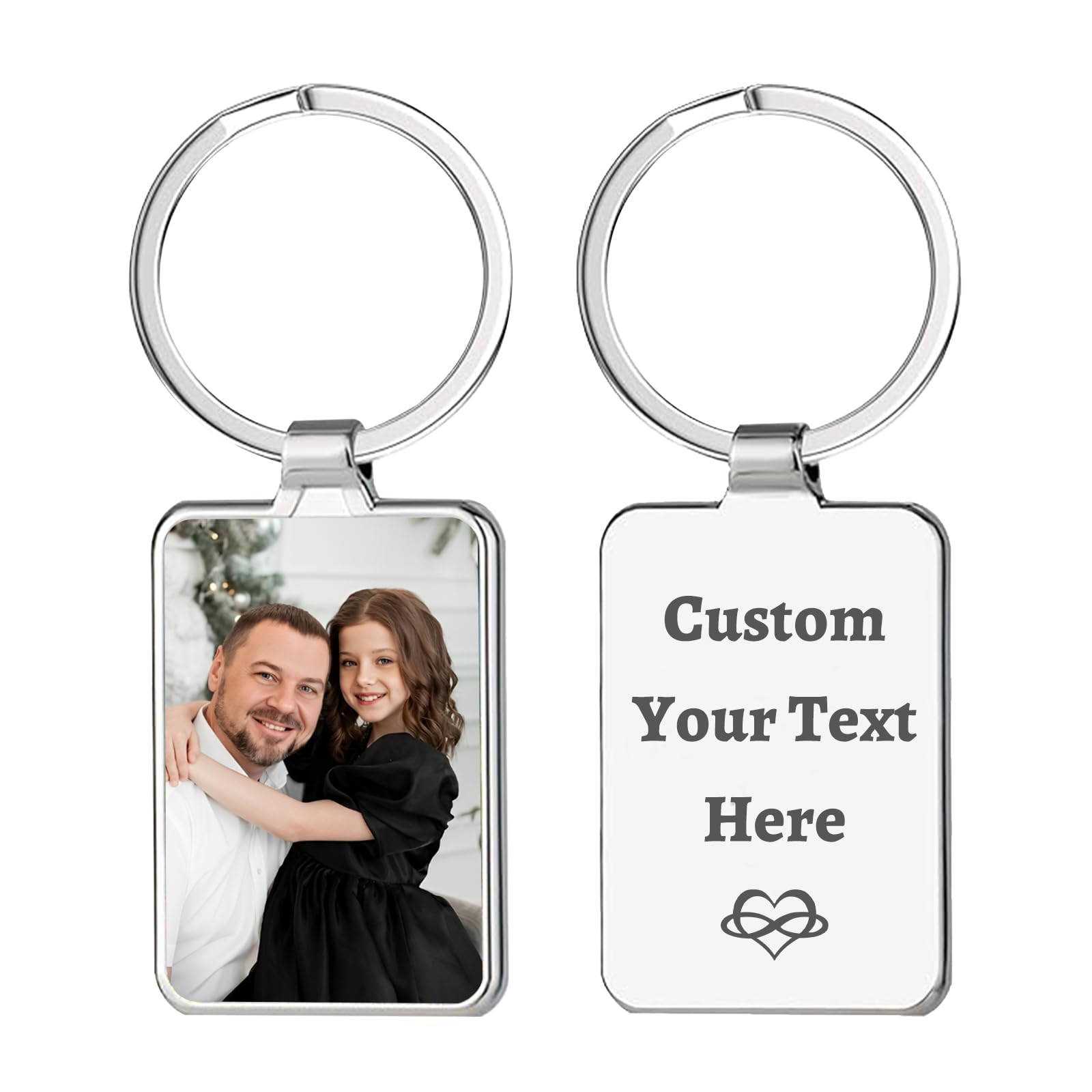 Fkf Unisex Square Personalised Photo Keyring Custom Key Ring Engraved Text Keychain Gift For Grandad Mum Dad Men Birthdays Fathers Day Mothers Day Christmas Anniversary Day (Square)