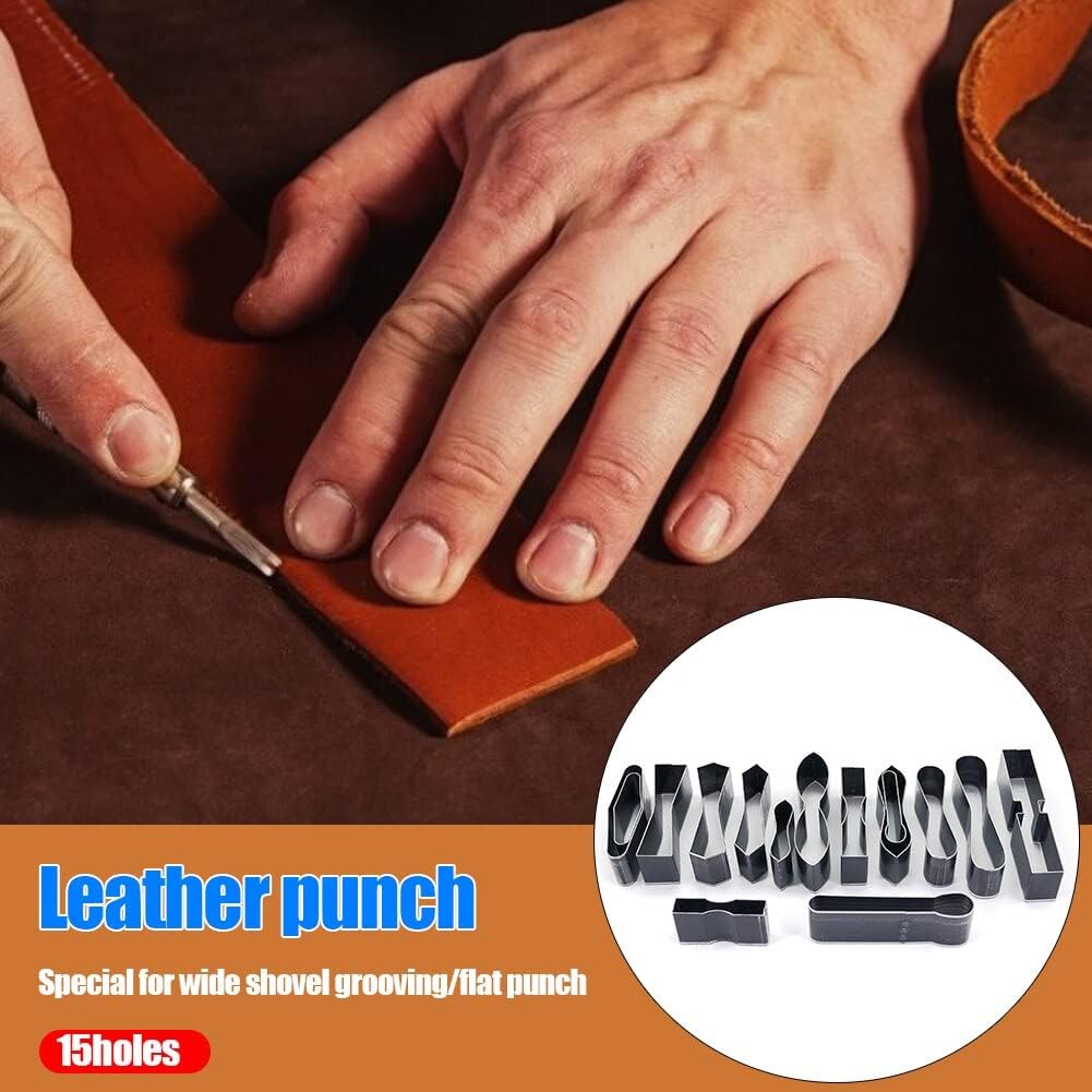 15pcs Shaped Style Hole Hollow Punch Cutter Set DIY Punching Tool for Leather Belt Clothing Leather Craft Tools - (Color: 15pcs)