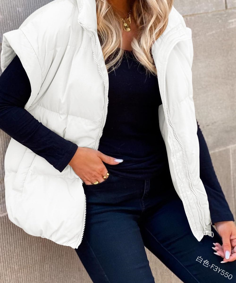 Chaleco Sin Mangas Para Mujer Chaleco Informal De Invierno Con Cuello Alto Y Cremallera Chaleco Acolchado Ligero Y Cálido Chaqueta Chaleco Acolchado Para Exteriores