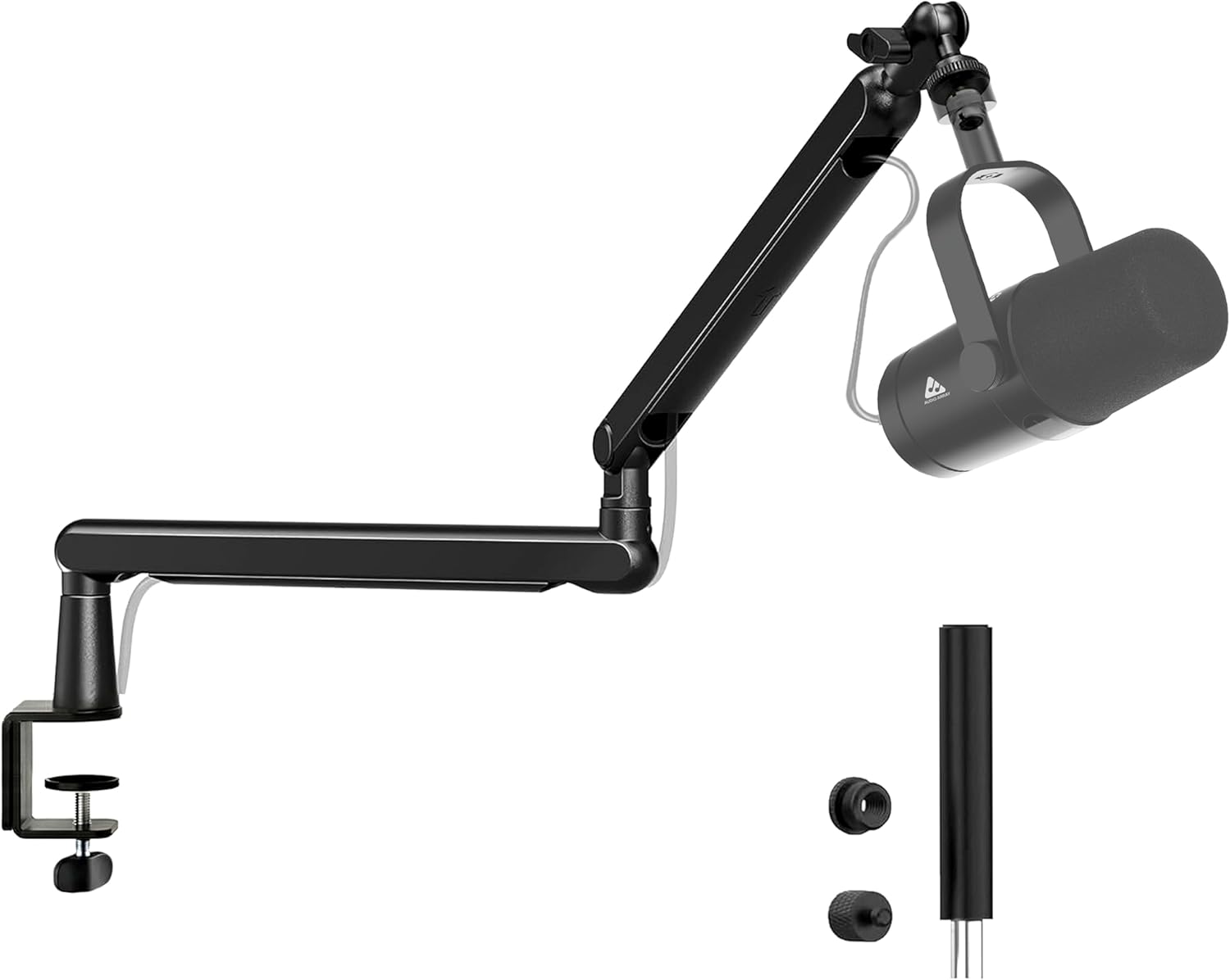 Audio Array AA-19 Microphone Arm Stand | 71cm reach | Premium Metal design with Built-In Cable Management | Flexible height and position adjustments | 2Kg Weight Capacity | 5/8" to 3/8" Screw Adapter
