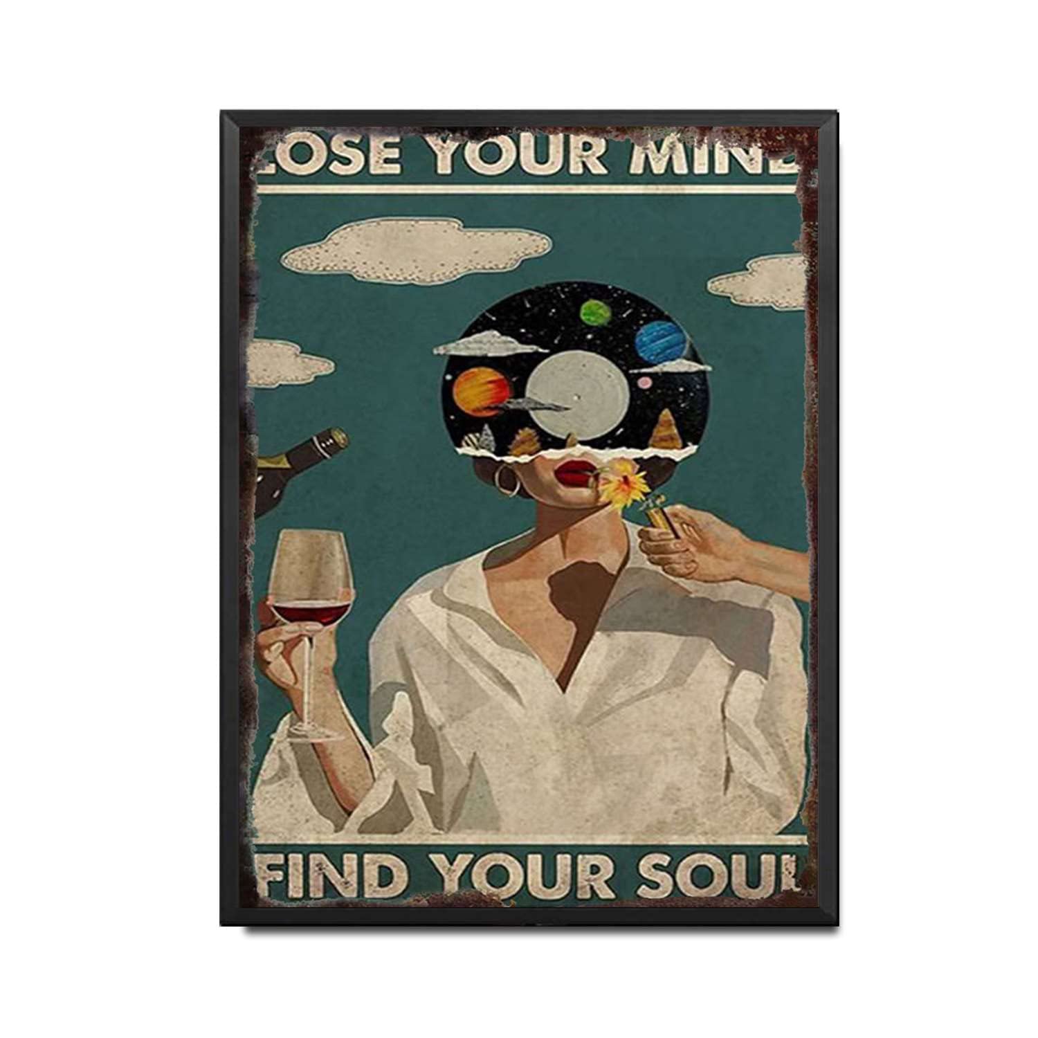 HYCLAM Metal Sign Lose Your Mind Find Soul Interesting Bar Indoor and Outdoor Walls Decorated with Men S Gifts 12x16inch-Metal Frame