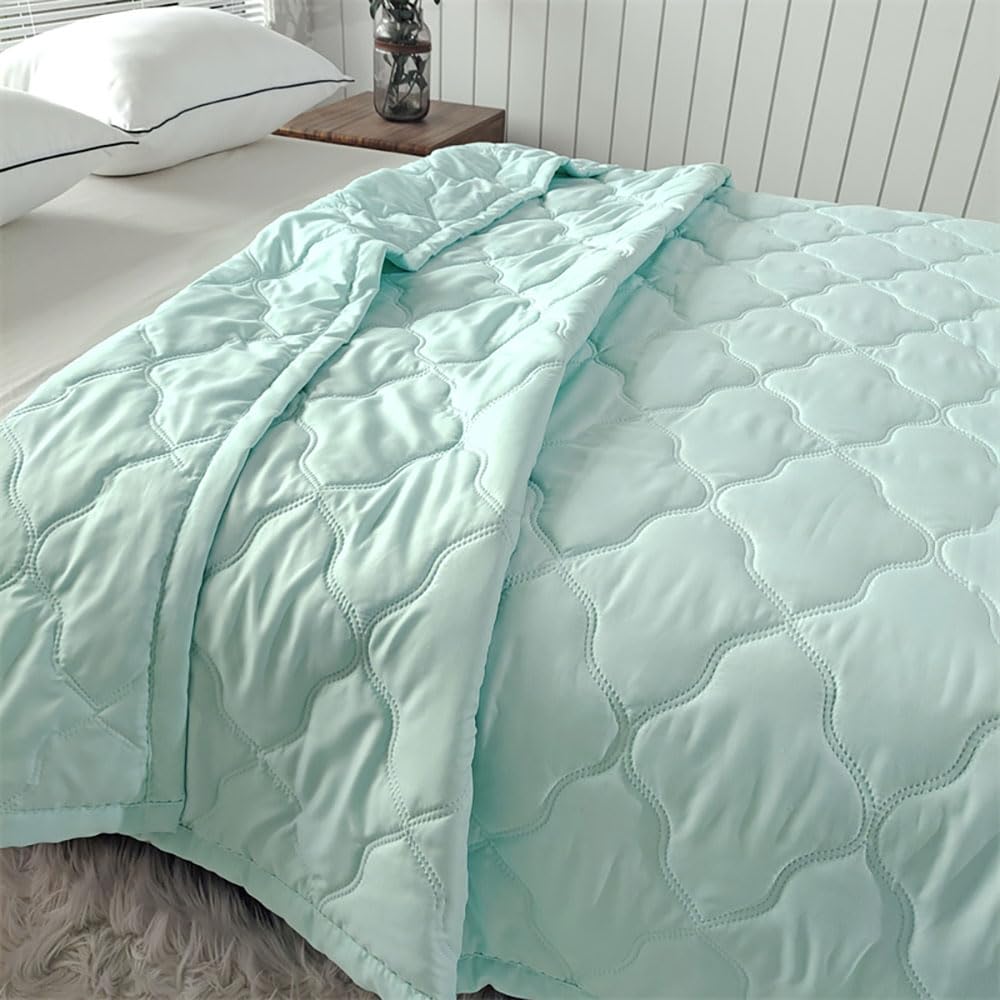 DOTBUY-SHOP Quilted Bedspreads, Solid Colour Quilt Bed Throws Cotton Filling Duvet Super King Single Double Size Children's Bed Quilted Throw for All Season (150x200cm,Mint Green)