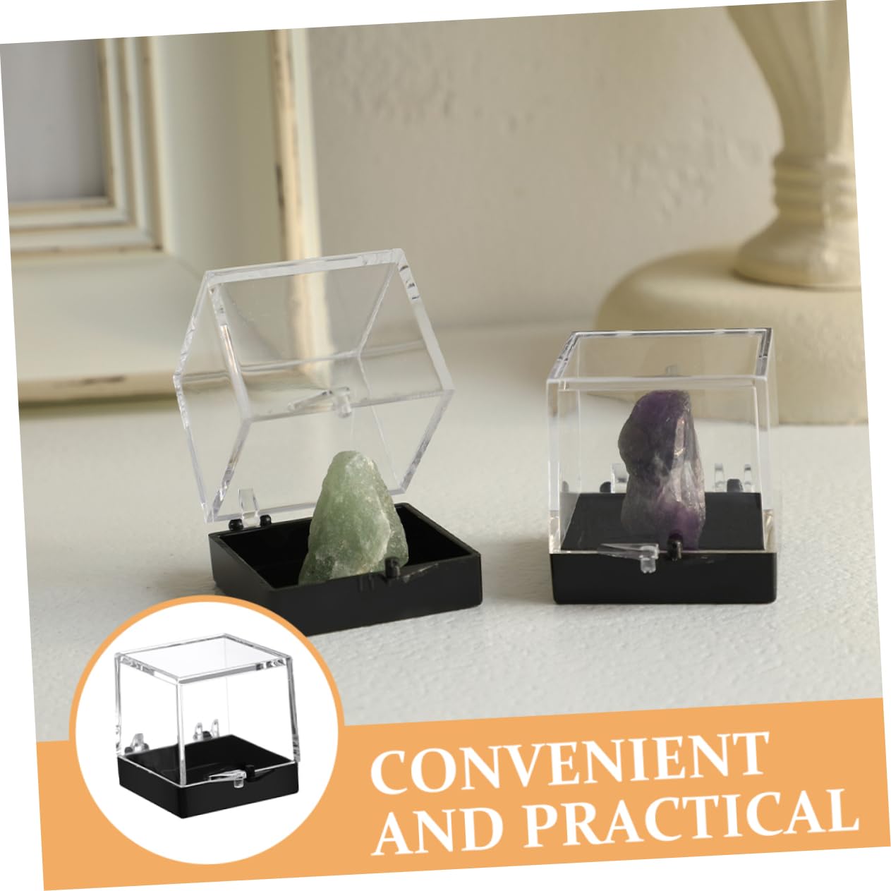 10St Kuchenform Ausstellungsbehälter Probenvitrine Box mit Mineralsteinen Protect schutzzelt Probenbehälter Mineralienvitrine Spar Aufbewahrungskiste Musterbox Container Plastik