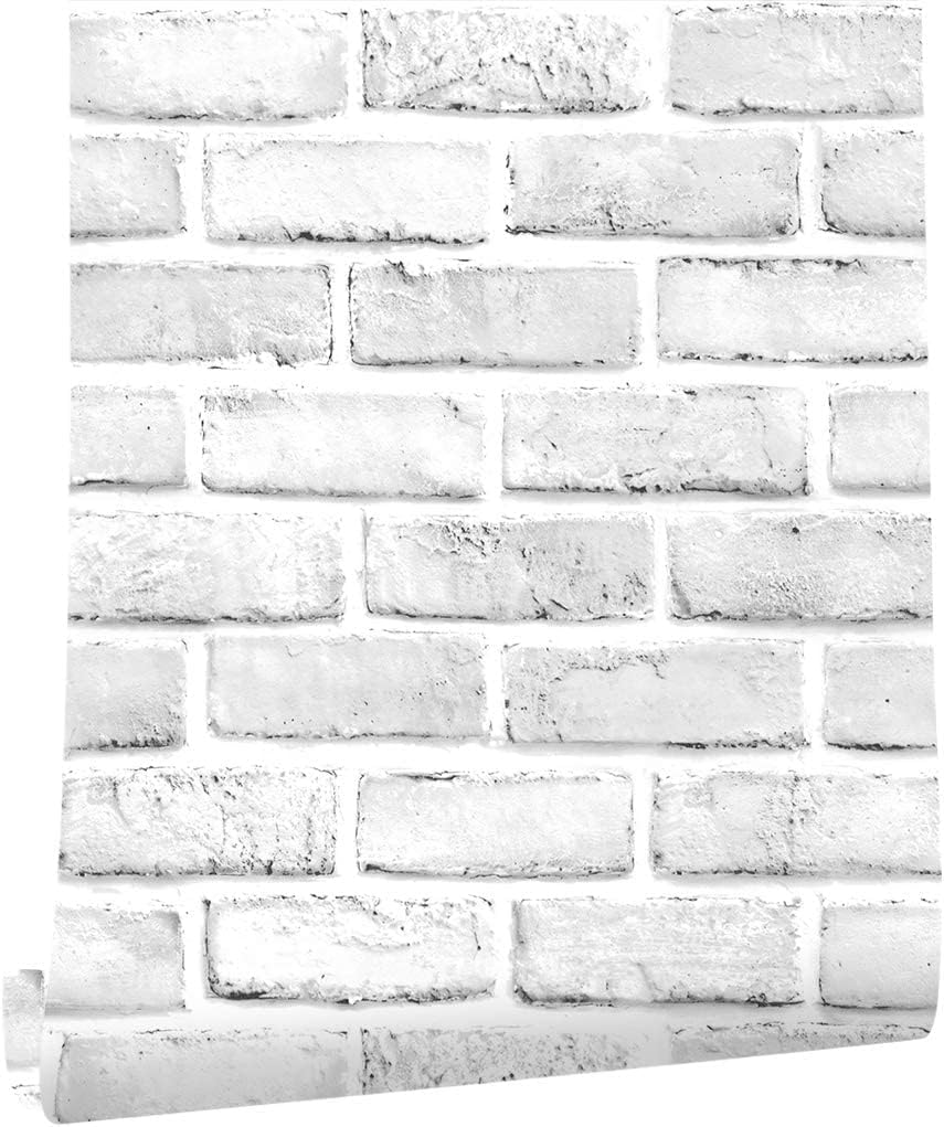 ANBILILA Self-Adhesive Wallpaper, Industrial Retro 3D Brick Effect Peel and Stick Contact Paper, 44.5x500CM Textured Faux Stone Removable Wallpaper Deco Film for Wall Sticker for Kitchen — image 1