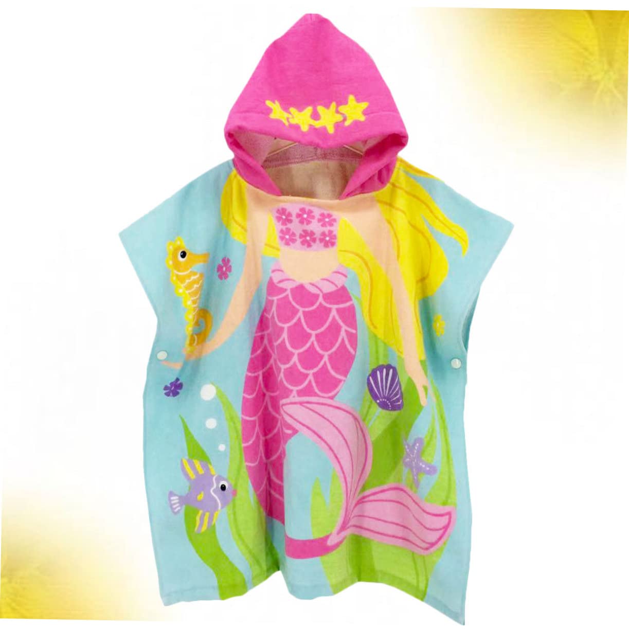 Toalla Infantil con Capucha de Algodón para Playa y Baño Diseño de Sirena y Ligera para Ropa de Playa y Bata de Ducha