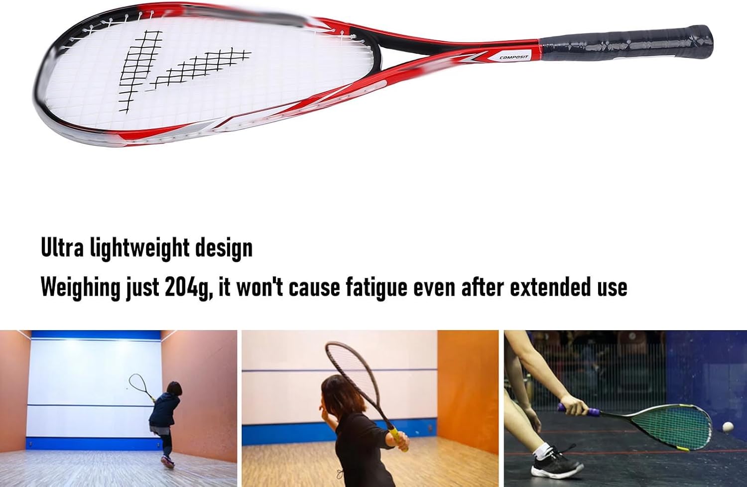 MAVIS LAVEN Squash Racket, Lightweight Squash Training Racquet with Transparent Strings and Oversized Face, for Outdoor Sports and Courts