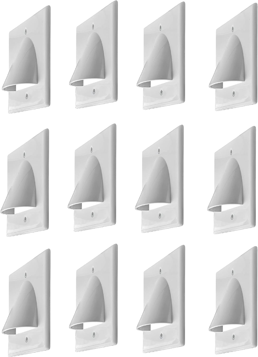 BestMounts - 12 Pack Outer Nose Behind Wall Cable Management TV Cord Hider for Wall Mounted TV - Single Gang Low Voltage Recessed Wall Plates Cable Pass Through for Wires, HDTV, HDMI