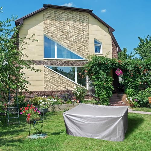 Housse de table de jardin argentée en polyester imperméable - 6
