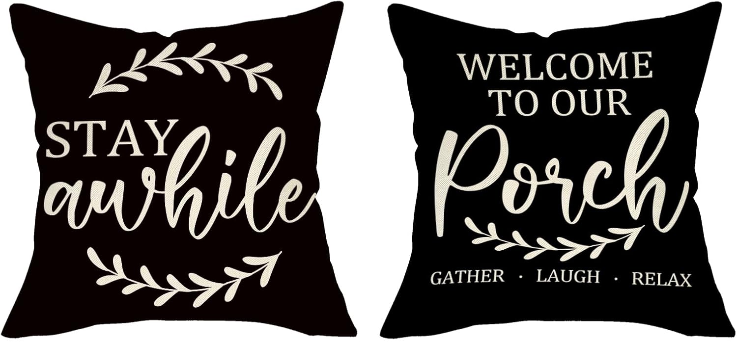 4th of July Star Decorative Throw Pillow Covers 18 x 18 Set of 2, Patriotic America The Beautiful Est. 1776 Porch Outdoor Home Decor, American USA Farmhouse Couch Cushion Case