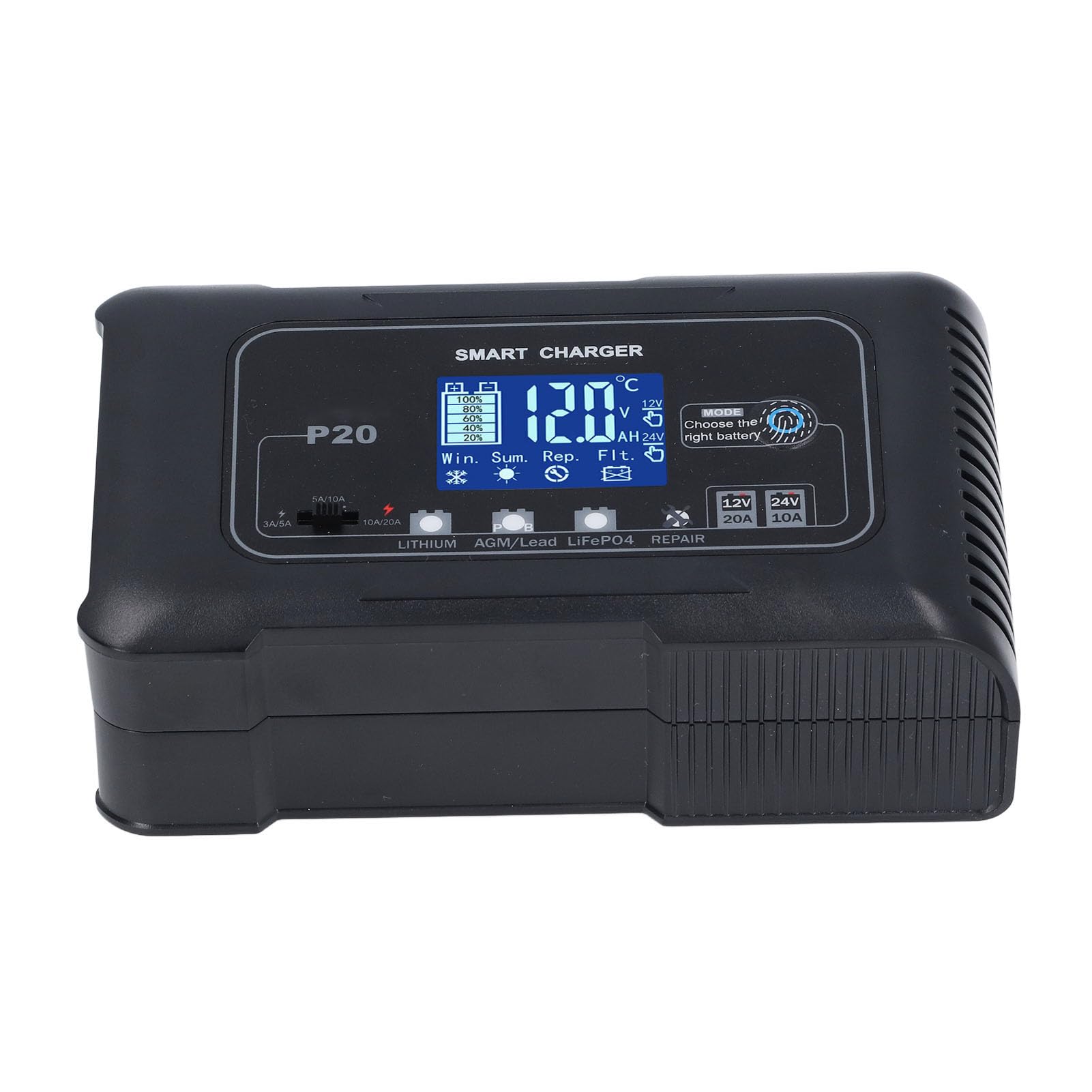 KKPLZZ Cargador de Batería de Coche 12V 20A 24V 10A Mantenedor