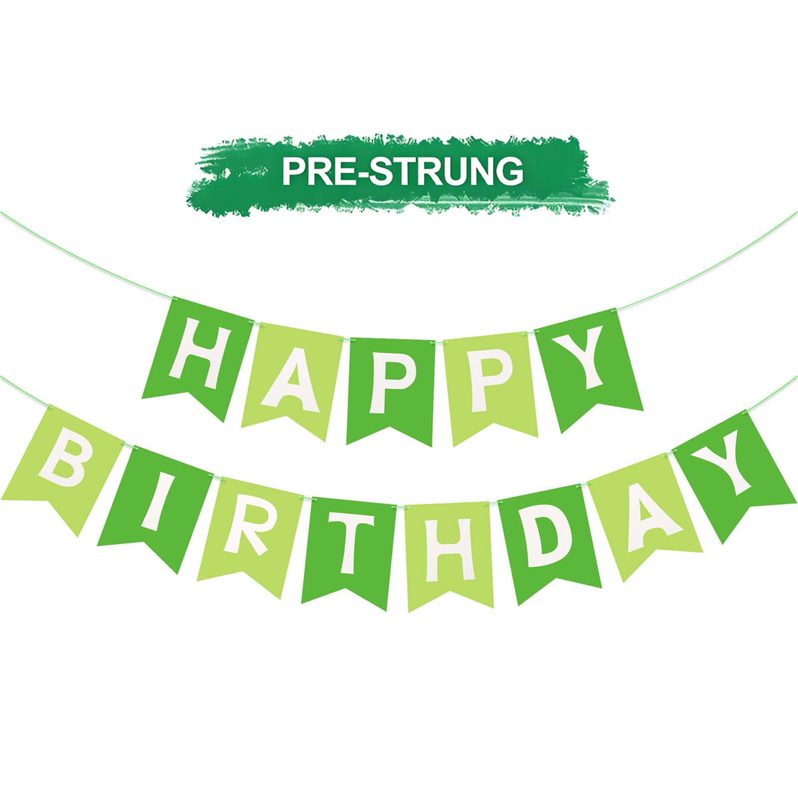 Happy Birthday Banner - 16 x 20CM Large Pre-Strung Bunting Green Banners for Birthday Party Decorations โ image 1