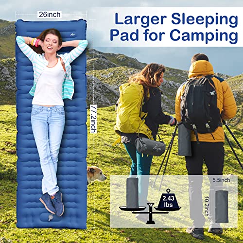 Sleeping-Pad-for-Camping-47-Inch-Extra-Thickness-Compact-Inflatable-Sleeping-Mat-with-Built-in-Pump-Super-Comfort-Camping-Sleeping-Mat-with-Pillow-for-Backpacking-Car-Traveling-HikingBlue