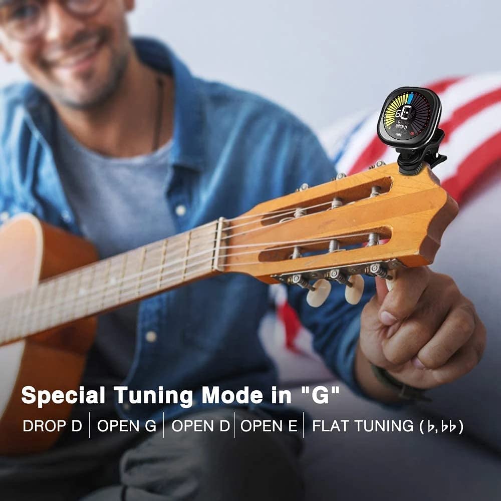 Akumulator Tuner gitarowy Clip On Tuner do strojenia chromatycznego gitara skrzypce Ukulele, akcesoria gitarowe