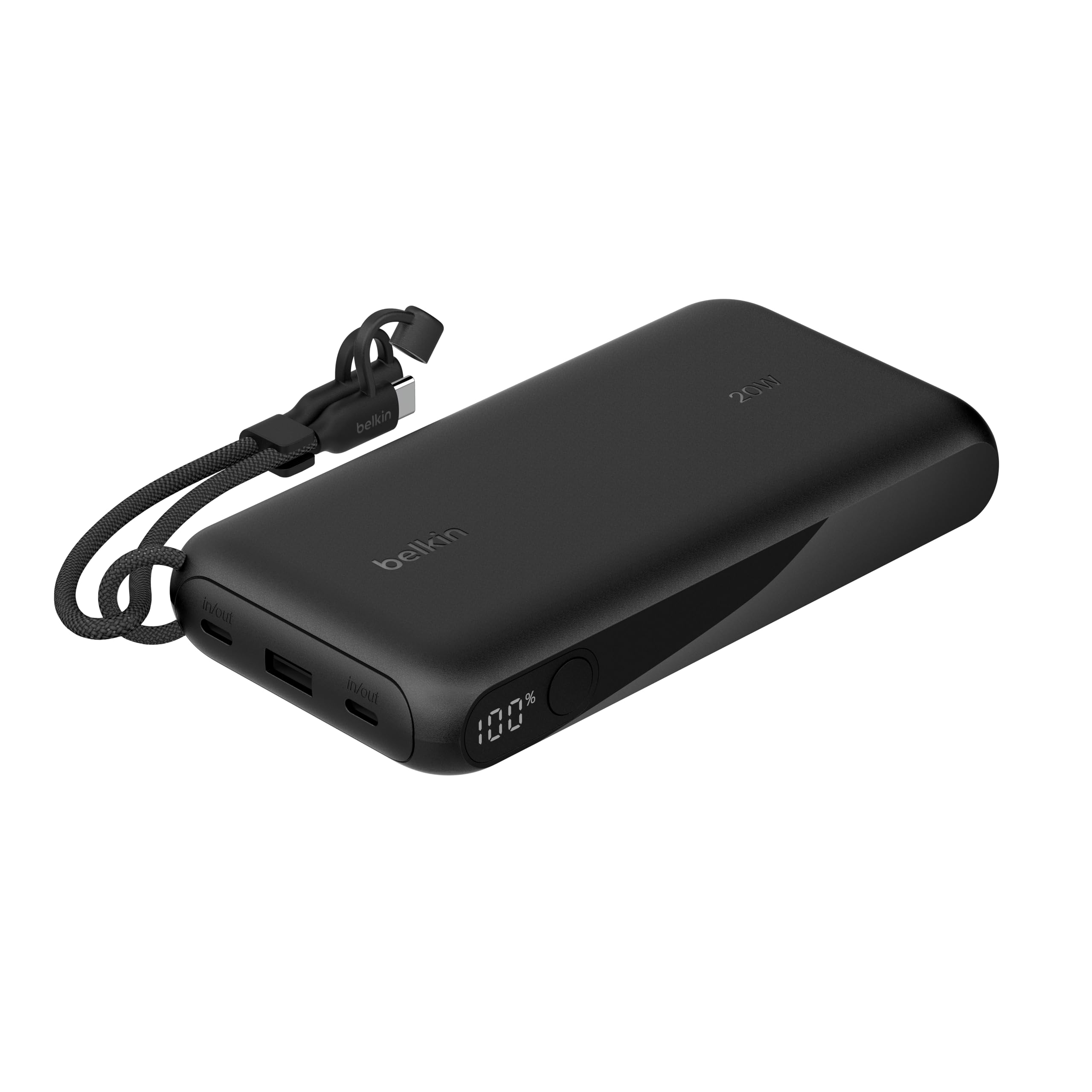Belkin BPB028fqBK Mobile Battery with Disney Play (20,000 mAh, 20 W, Built-in USB-C Cable), Up to 20 W, PPS Compatible, Supports iPhone & Android Smartphones, Simultaneous Charging, Supports 2 Devices