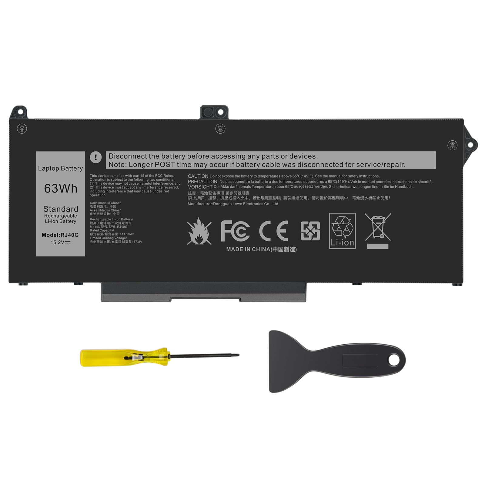 ASUNCELL 15.2V/63Wh RJ40G Batterie d'ordinateur Portable pour Dell Latitude 14 5420 CHKFM FDTCY XPC5H Series, Latitude 15 5520 39V1H FPKNM Series, Precision 15 3560 3H45Y 4MTF7 758J7 7RV10 Series