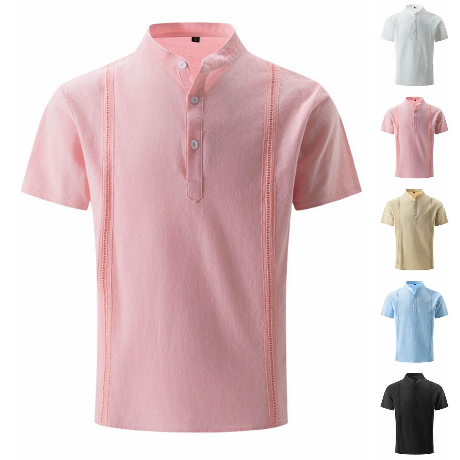 T-shirt dla mężczyzn UK solidna koszulka z okrągłym dekoltem i topy z zapięciem na guziki i oddychalnością męskie wygodne dopasowanie ubrania i warstwy bazowe do pracy i na co dzień