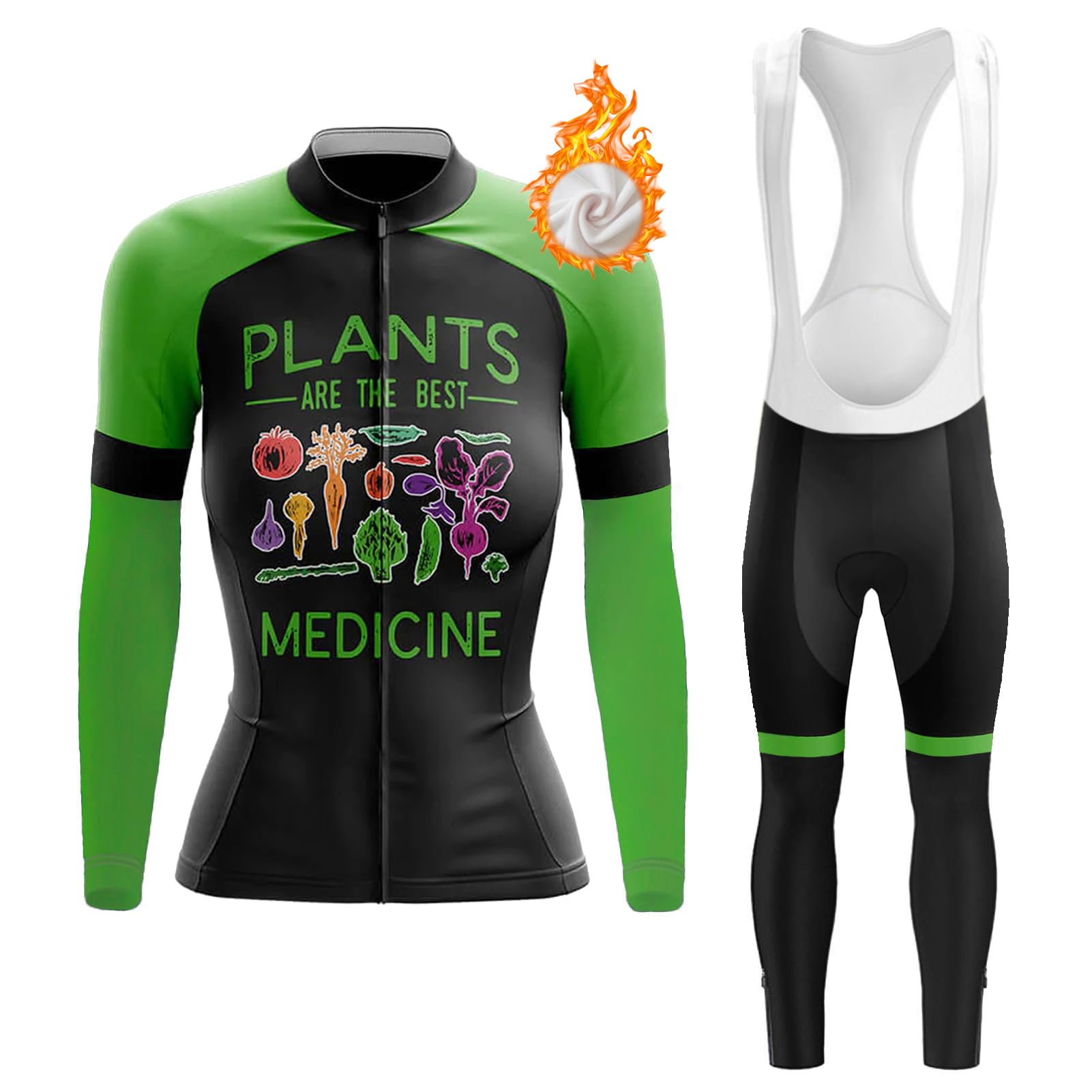 Abbigliamento Ciclismo Donna Completo Bici MTB Invernale Tuta Ciclista,Maglietta Bicicletta Termico Vello Giacca Manica Lunga e Salopette Pantaloni con 19D Gel Imbottiti,Maglia da Ciclo Traspirante
