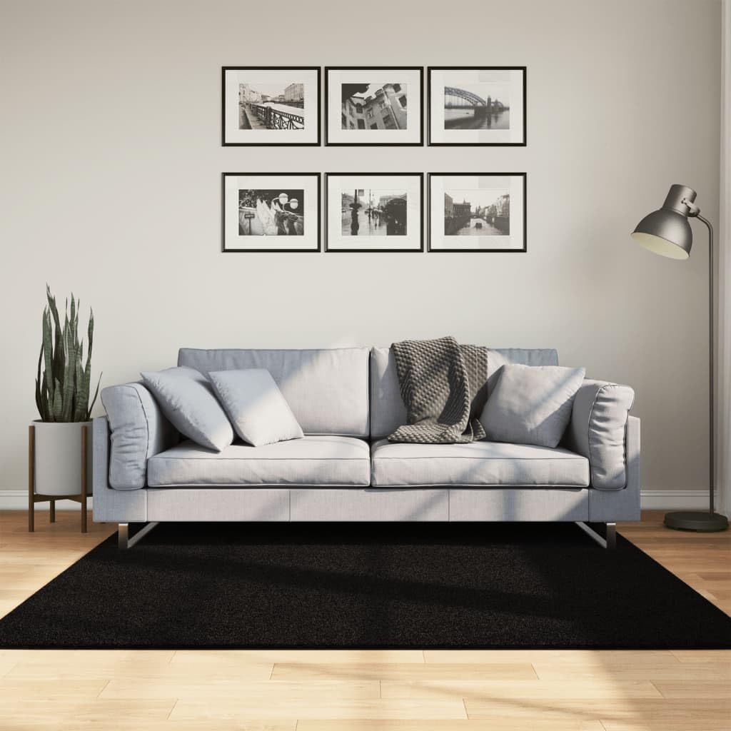 Tapis antidérapant et lavable HUARTE noir pour sécuriser votre salon