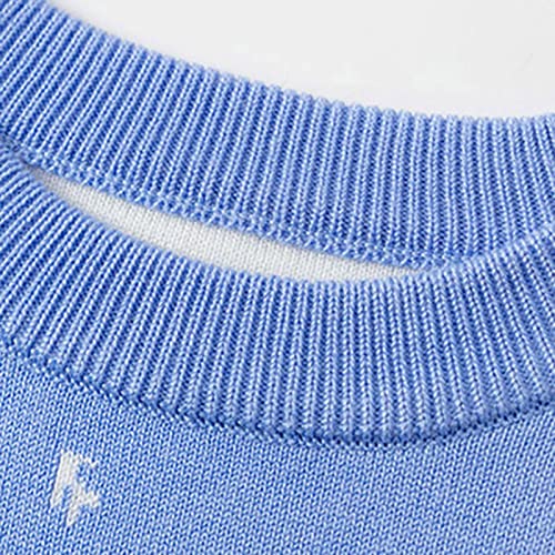 Boys Girls Reindeer Print Sweater Toddler Child' Christmas Long Sleeve Knitted Pullover Warm Sweater Tops Cute (Blue, 5-6 Years)3