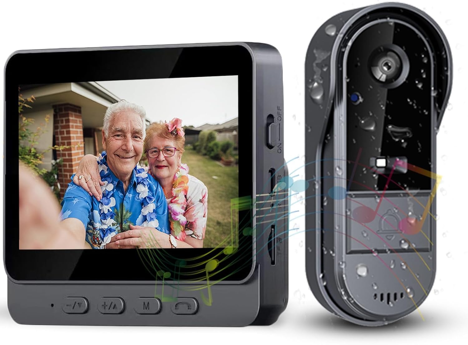 Campanello senza fili esterno impermeabile con schermo IPS di 4.3 1080P Campanello senza fili con telecamera IP69 videocitofono audio bidirezionale impermeabile fotocamera HD 170° citofono visione