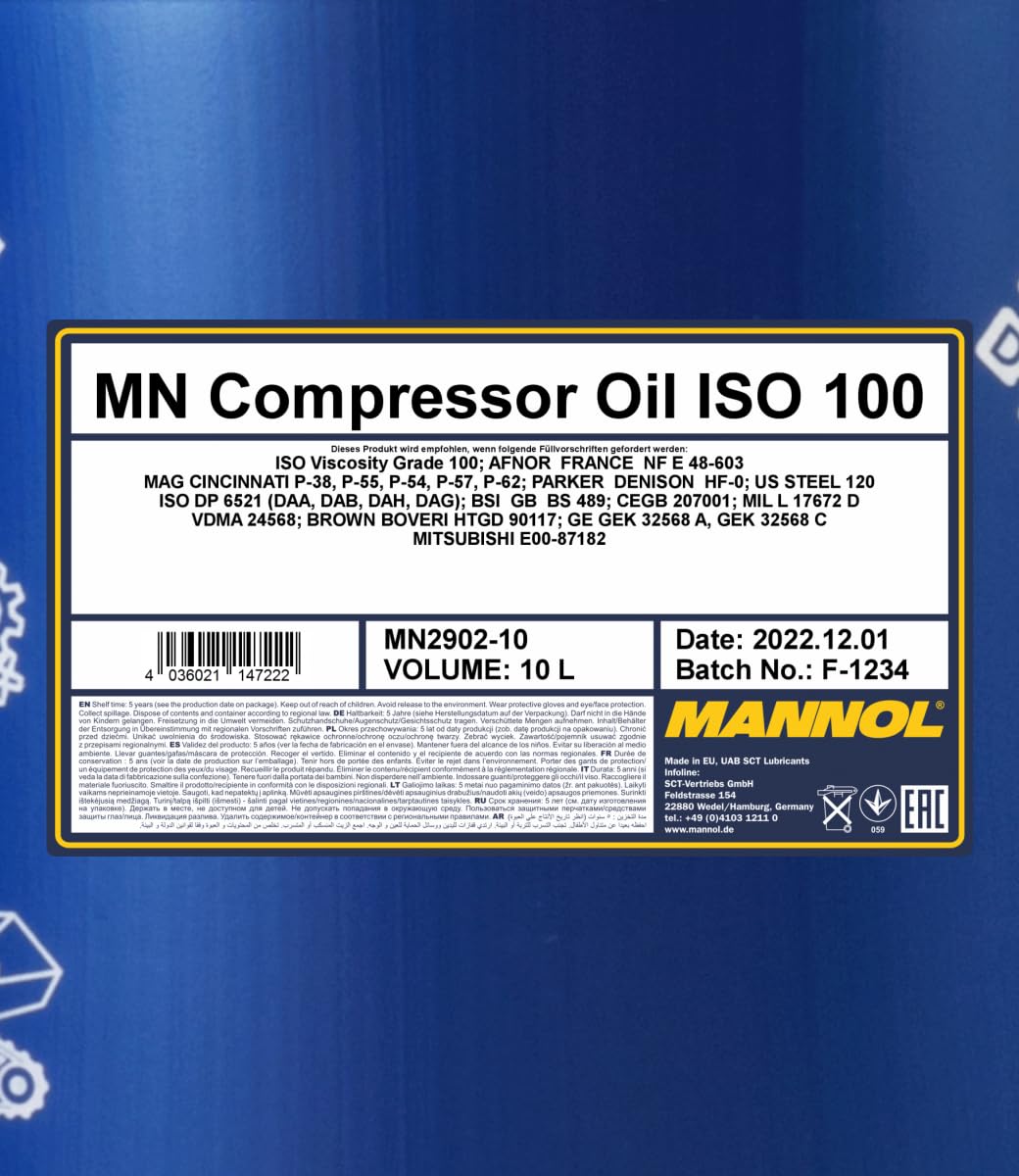 MANNOL MN2902-10 Huile pour compresseur 10L