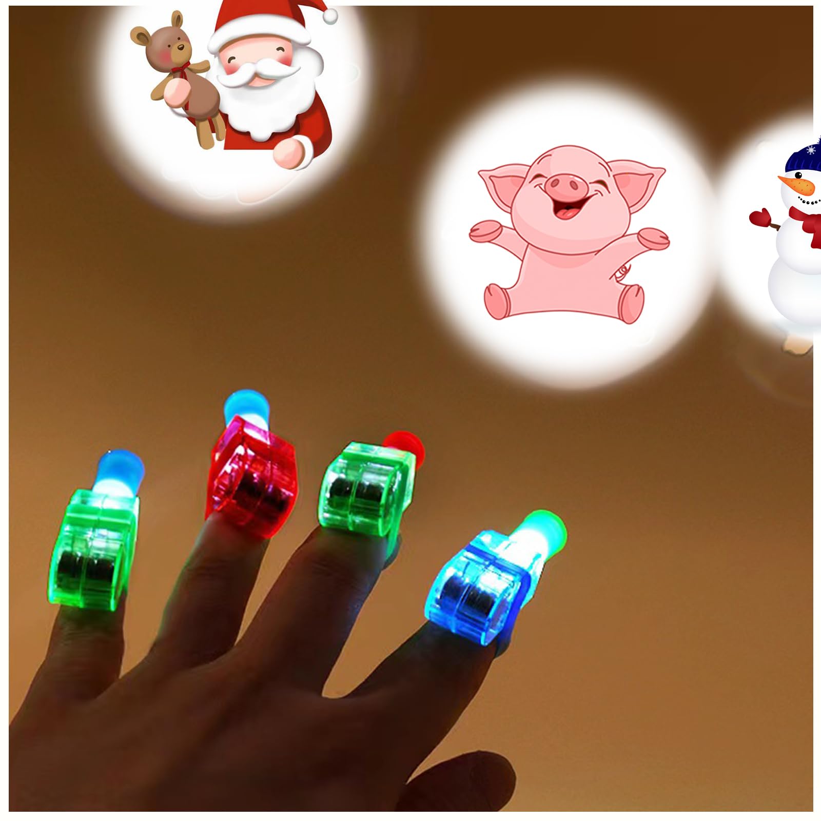 SAMIQU20pcs Finger Projection Lights,Versatile Finger Lights with Cartoon Images, Finger Ring Glow Toys for Kids Adults,Perfect for Party Supplies & Party Favors New Year