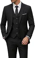 Conjunto de terno masculino slim fit, 2 botões, 3 peças, blazer sólido, colete e gravata