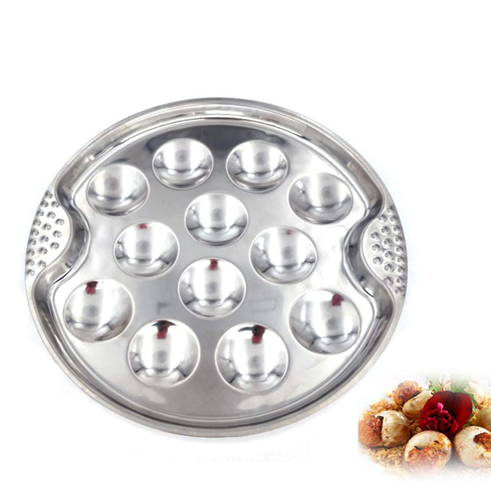 Platos de caracol de acero inoxidable con 12 agujeros, plato de caracol de hotel, resistente al calor, plato ligero para caracol, plato de hongos para el hogar, restaurante, 19 cm
