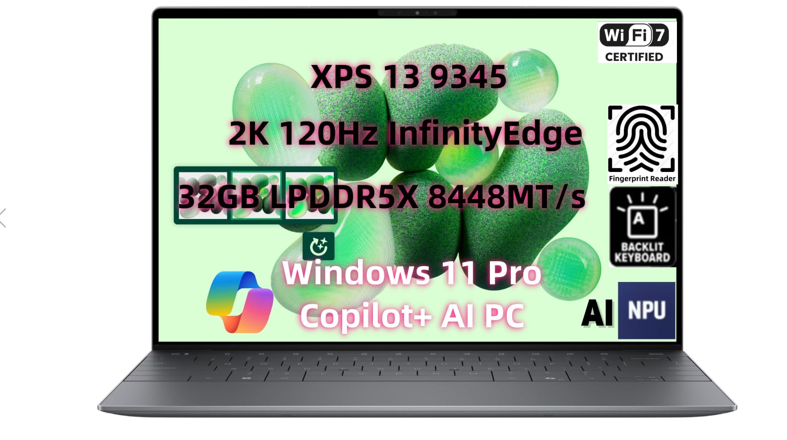 NewDell XPS 13 9345 Business Laptop, Copilot+ AI PC (13.4" 2K 120Hz InfinityEdge, Snapdragon X Elite (> Core i7-1355U), 32GB LPDDR5X RAM, 1TB SSD), Thin Light, 27Hours Battery Life, Win 11 Pro