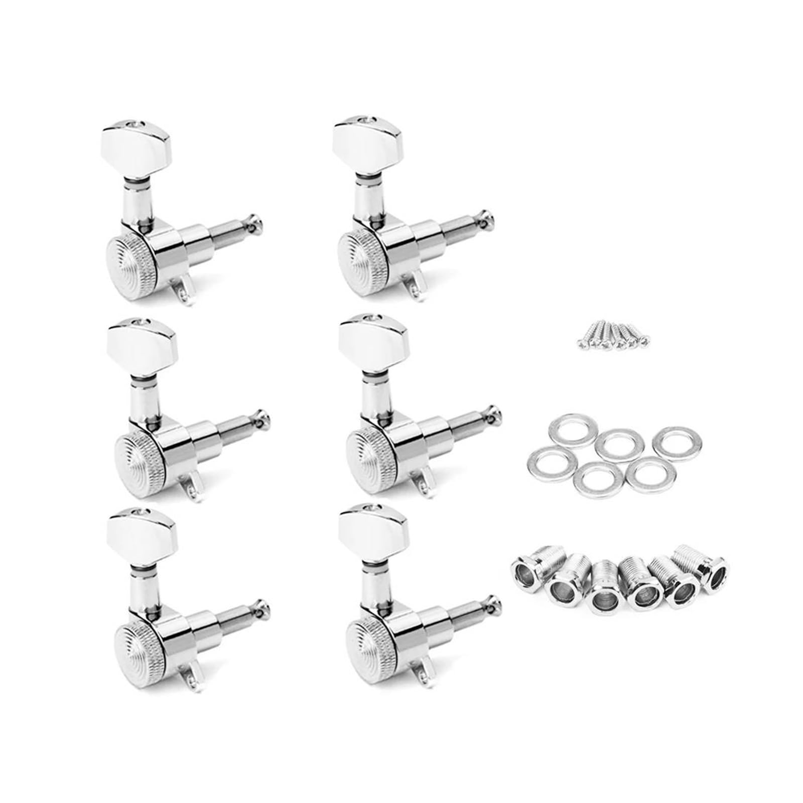 Afinación de guitarra eléctrica, cuerda de clavo, instrumento, cabezal de máquina, piezas de repuesto, llave de bloqueo Clavijas De Afinación De Cuerdas De Guitarra (Color : Silver)
