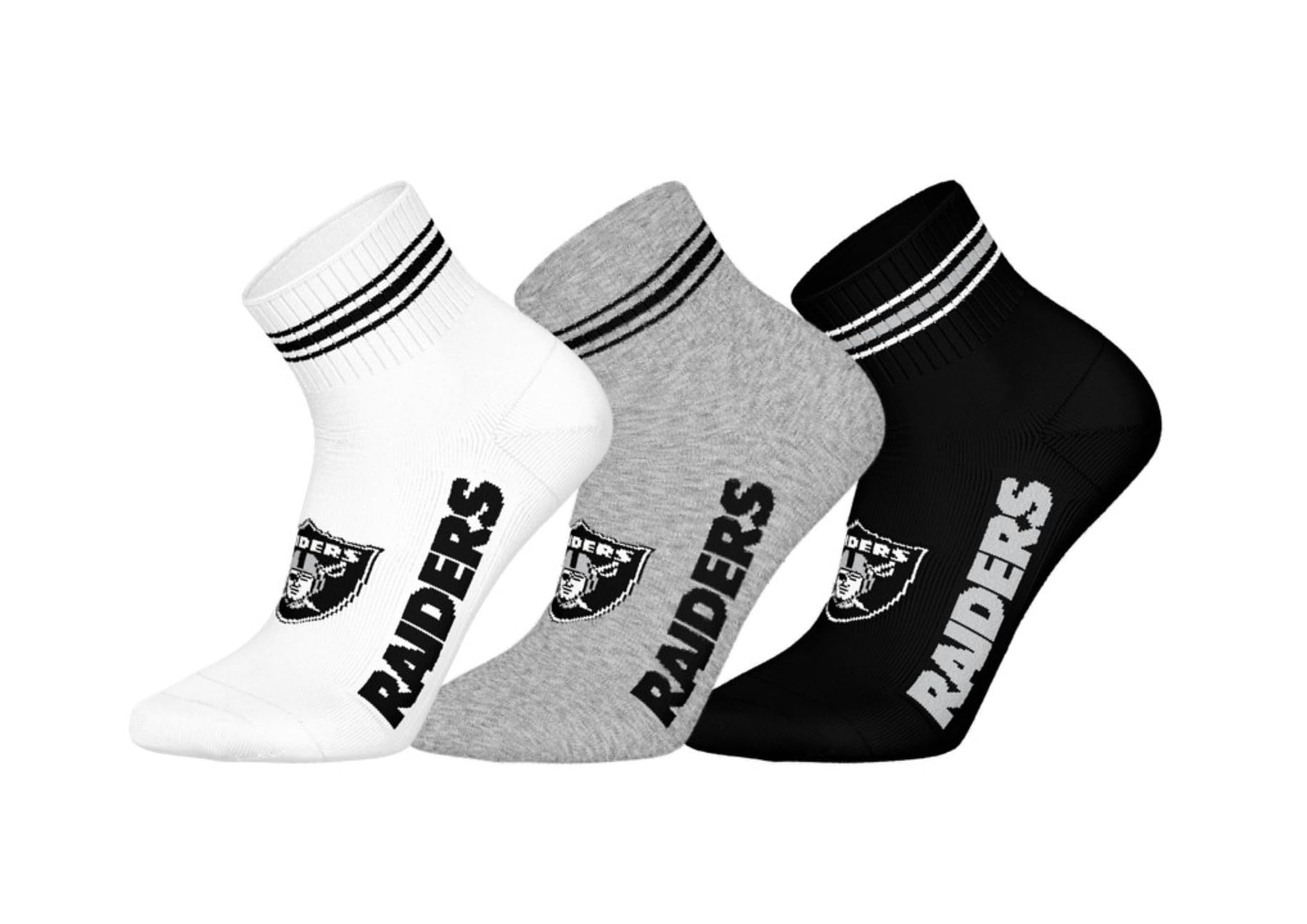 NFL Unisex Las Vegas Raiders 3pk Quarter Socks Sport Socks (Pack of 3)