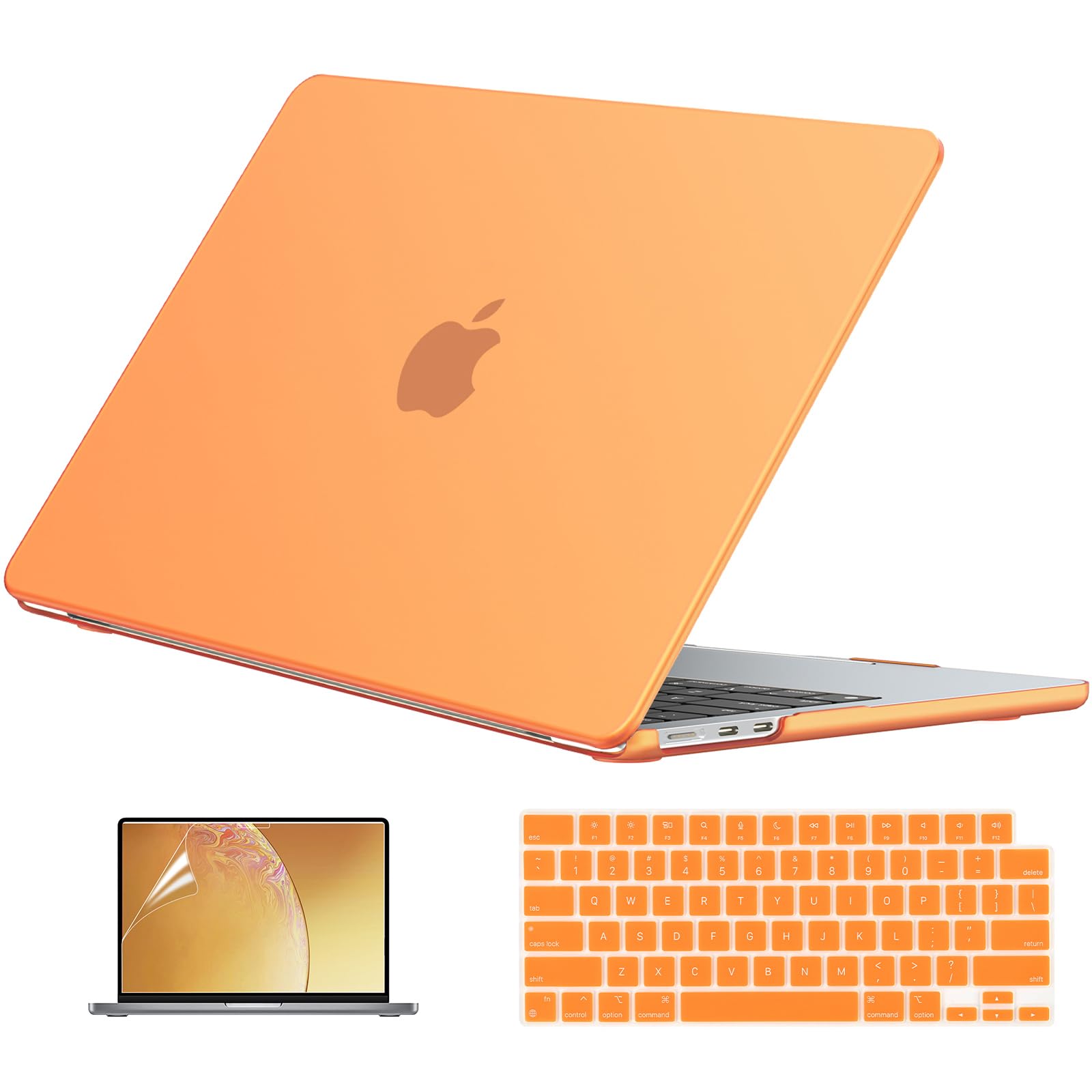 EooCoo Case for MacBook Air 15 inch M5 M4 M3 M2 2026-2023, Frost Orange