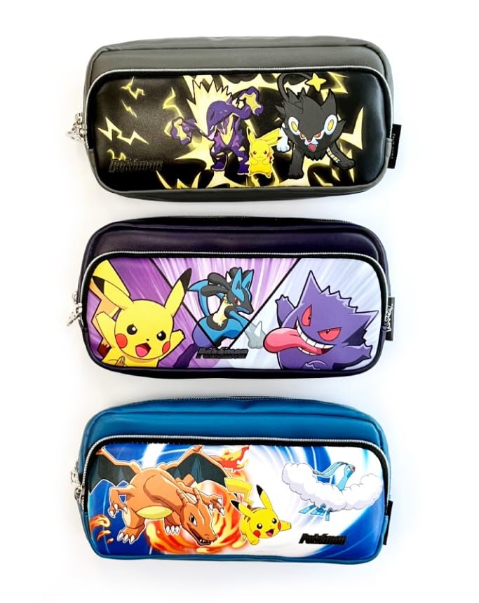 Pikachu 1Count Pen and Pencil Pouch Multi Purpose Pouch Pen Case (One of the three designs will be sent randomly.) (Random)