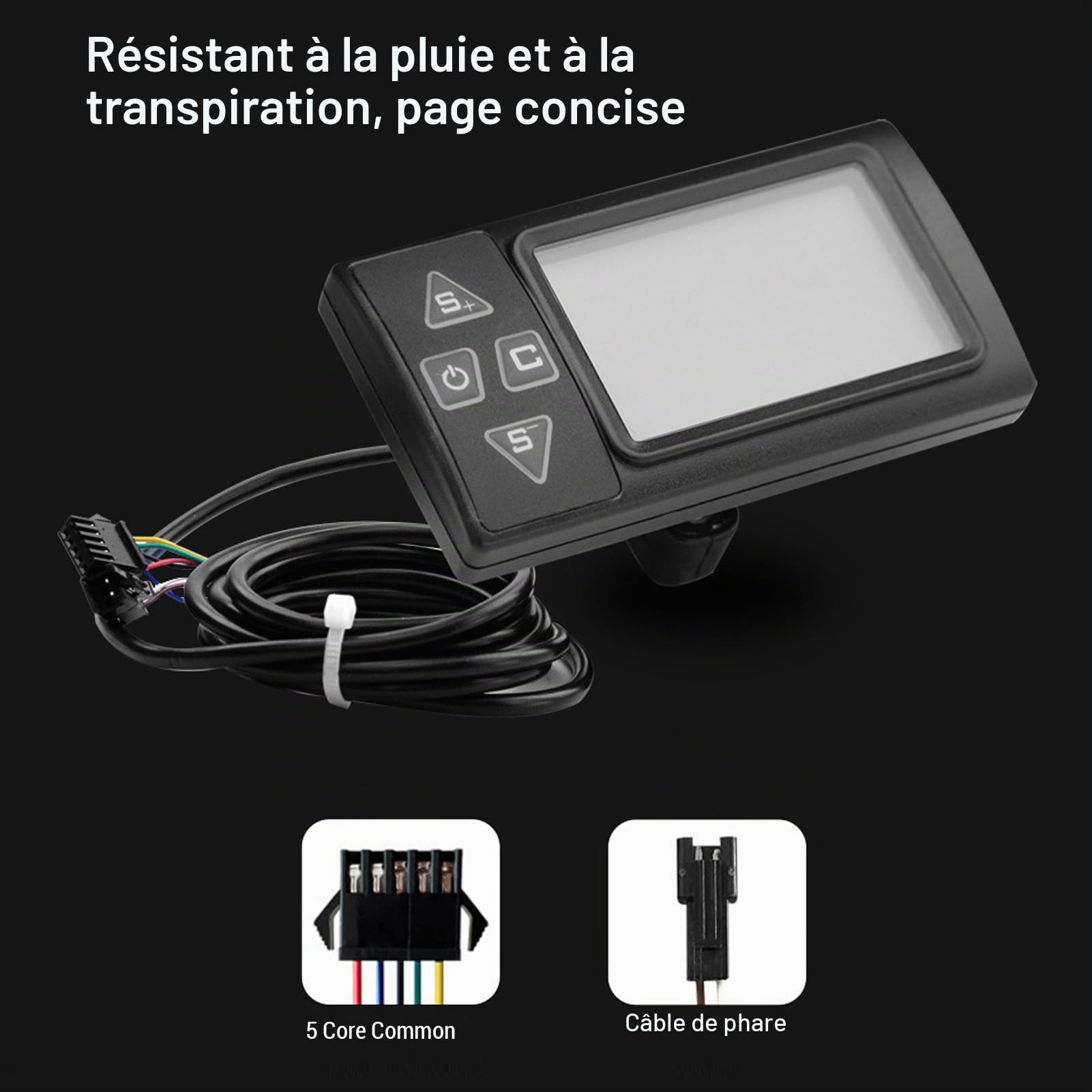 Kit de Contrôleur de Moteur sans Balais pour Vélo Électrique, 36V 48V 500W 750W 22A 3 Modes Contrôleur à Onde Sinusoïdale et Panneau d'Affichage LCD S861