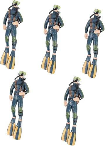 balacoo 5 piezas de mini juguetes de buceo, figuras de paisajismo, peces, natación, acuanauta, buceo, decoración flotante de rana, decoración del