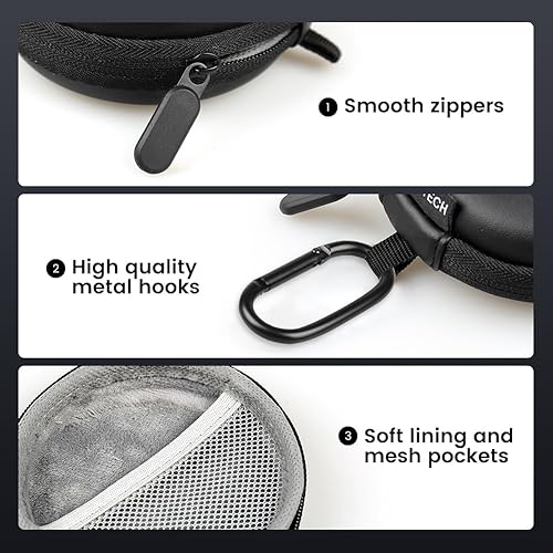 Miniatura 3 de RISETECH Estuche circular para auriculares con cable, funda rígida de EVA con cremallera, compatible con monitor de oído, KZ ZS10 PRO IEM, Shure