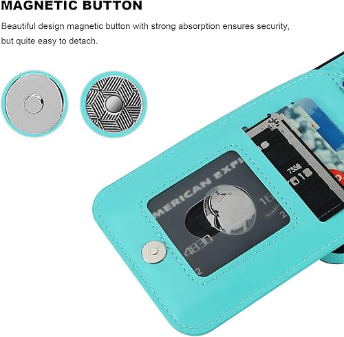 Miniatura 7 de KIHUWEY Funda compatible con iPhone 14 Pro Max con soporte para tarjeta de crédito, cierre magnético de cuero de alta calidad, función atril, funda