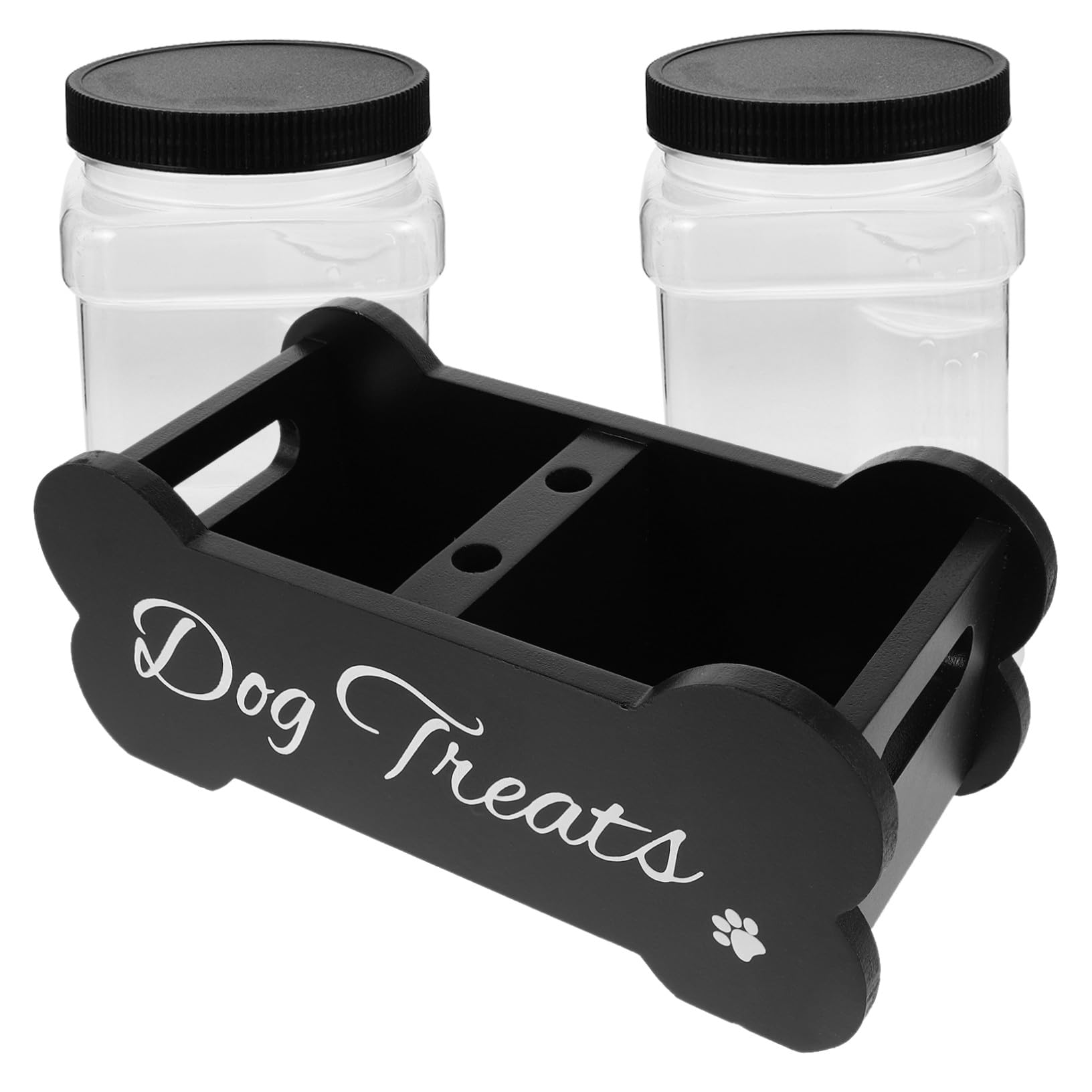 Holz Hundeleckerli Box mit Luftdichtem Verschluss Großer Stauraum für Haustiersnacks Robuster Holzständer für Futteraufbewahrung für Mehrere Hunde Praktische Hund Futterstation