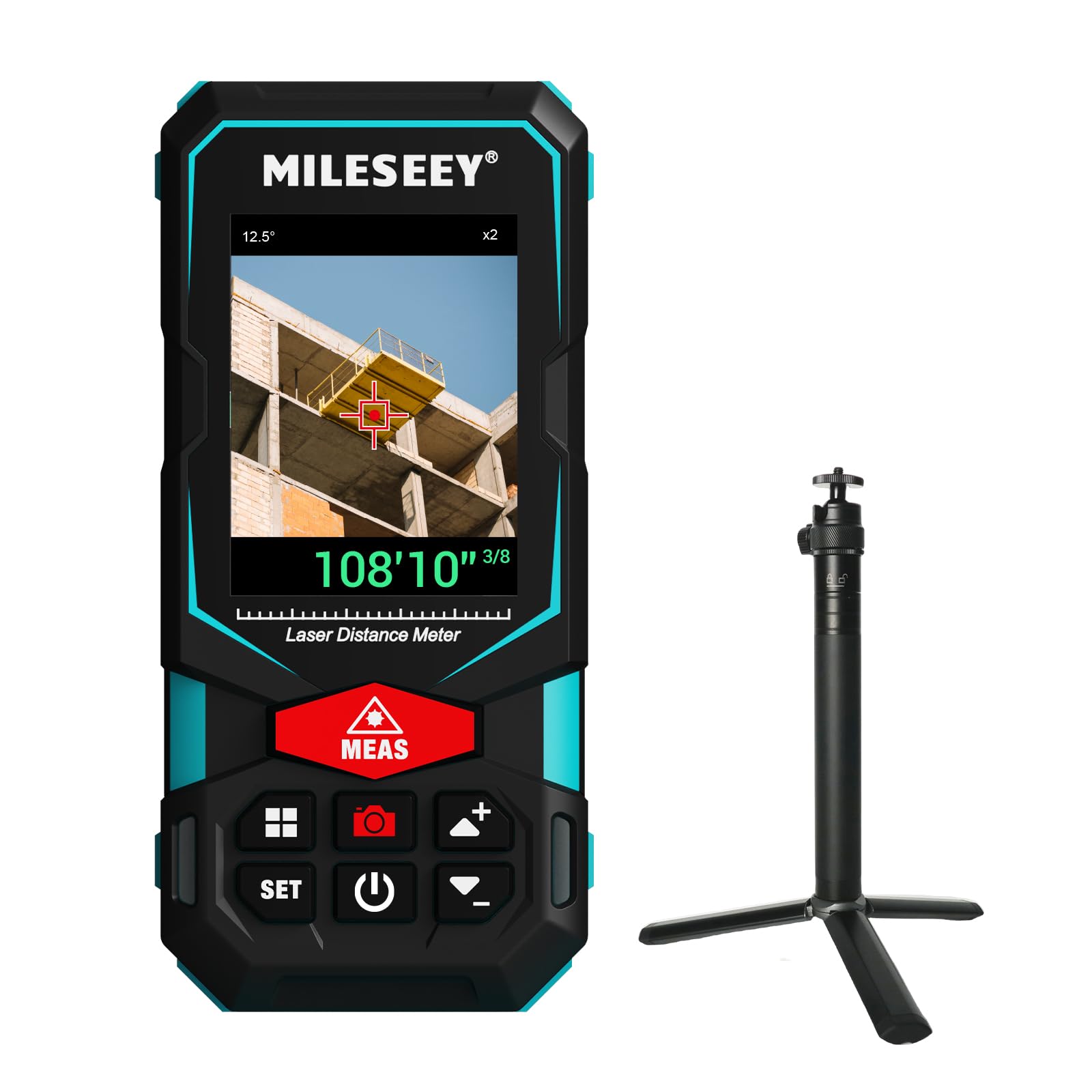 MiLESEEY330Ft Outdoor Laser Measure with Camera Viewfinder, Includes Adjustable Aluminum Tripod with Portable Handle and Protection Case for Protection and Organization