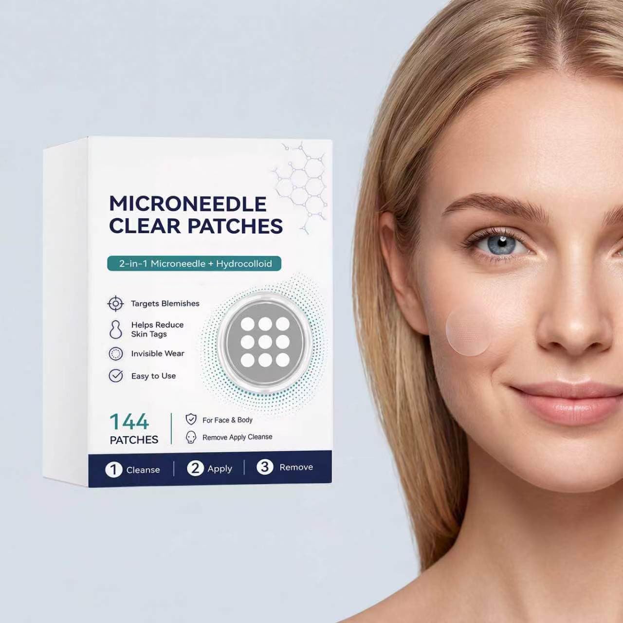 2-in-1 Hydrocolloid Pimple Patches for Adult Women and Men (1 box)