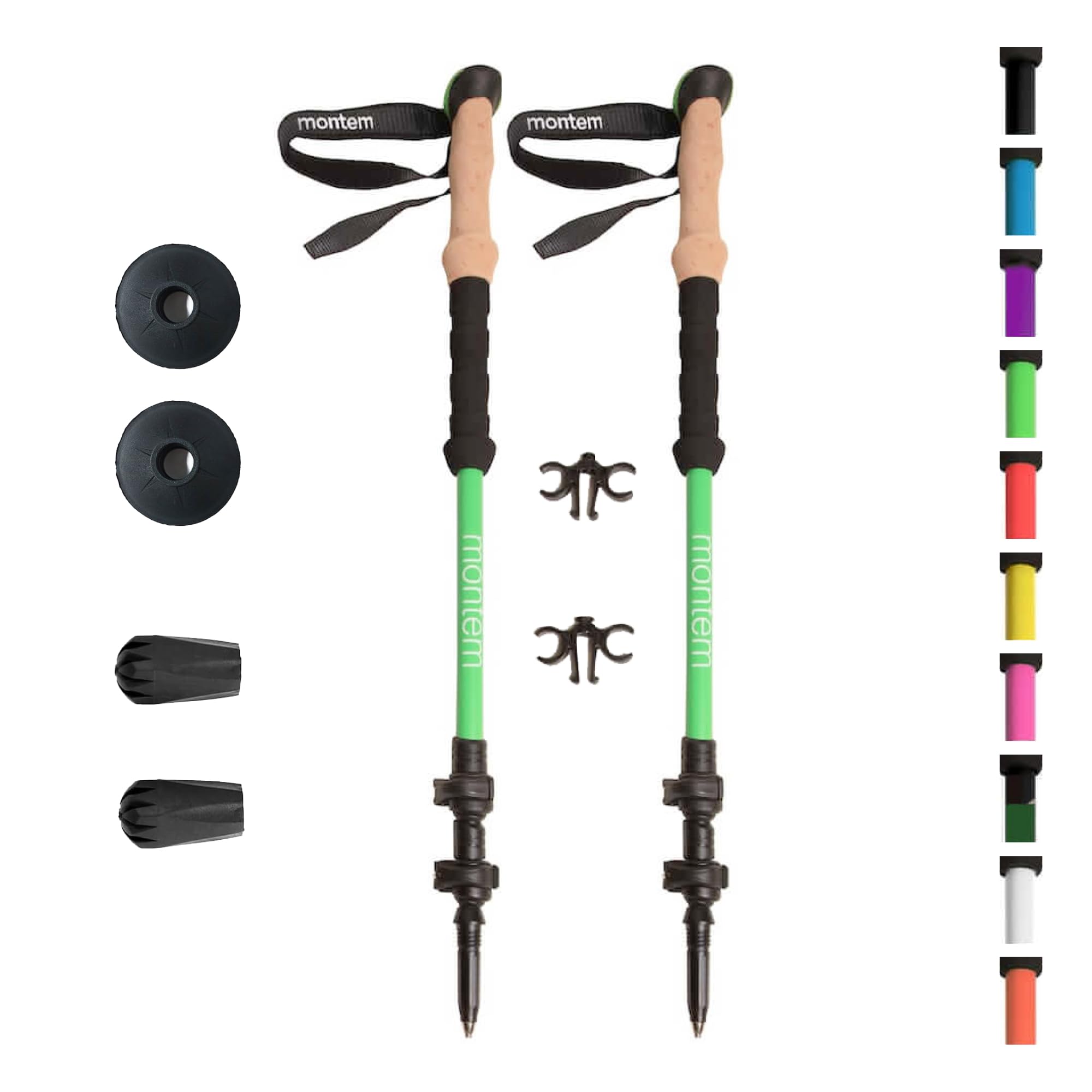 Montem Ultra Strong Trekking, Walking, and Hiking Poles - One Pair (2 Poles) - Collapsible, Lightweight, Quick Locking, Weather-Resistant and Ultra